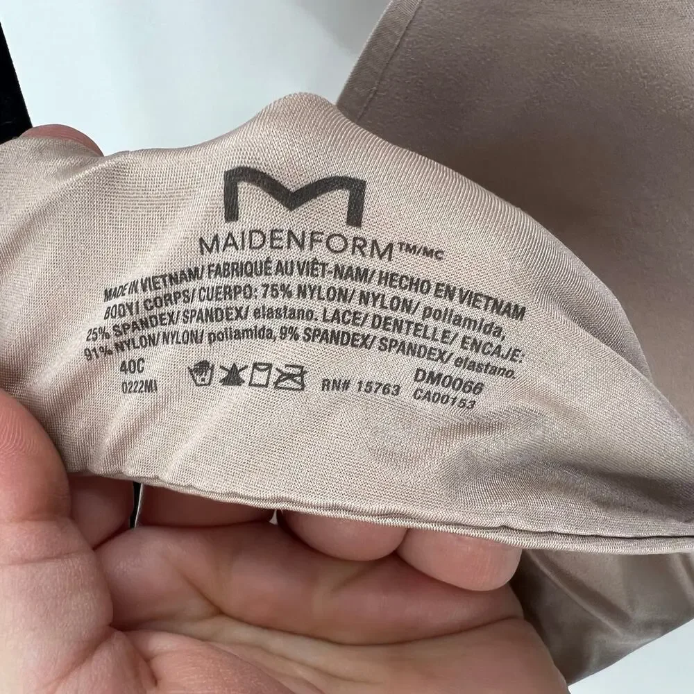 Maidenform Wired Padded Tshirt‎ Bra Adjustable Straps Women's Size 40C